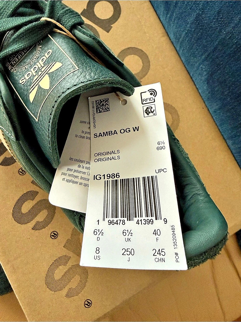 adidas Samba OG W Sneakers Green & White US 8 - Picture 4 of 7